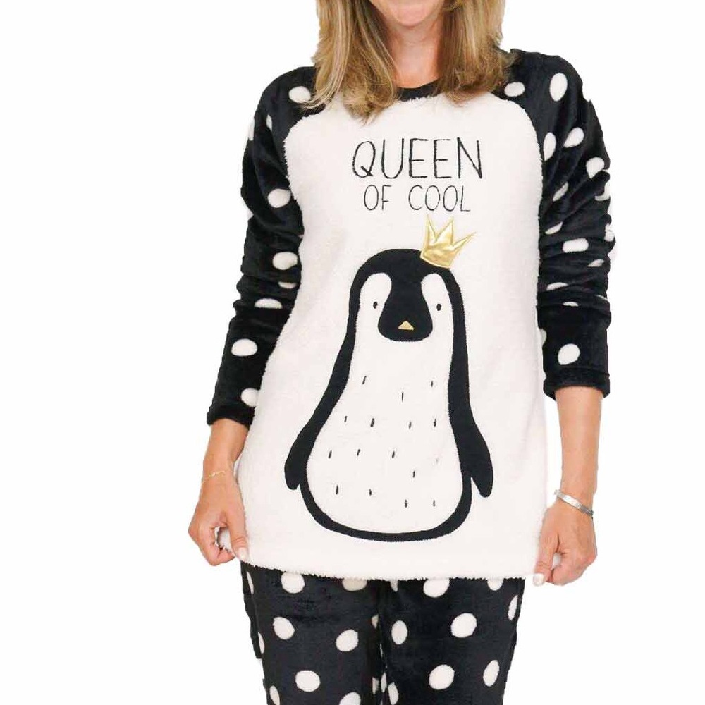Women's Plush Fleece Penguin Queen Of Cool Sweater Top, XL